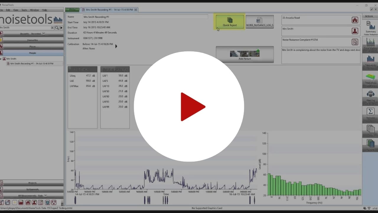 Creación de un informe rápido con NoiseTools